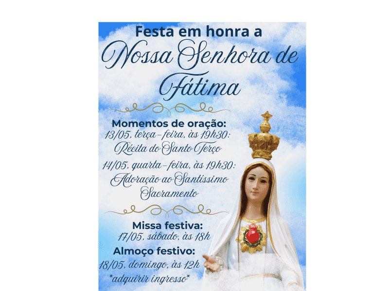 Foto de capa da notícia Festa em honra a Nossa Senhora de Fátima